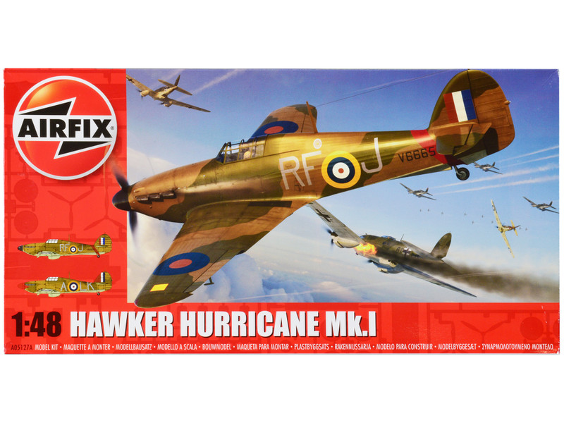 Level 2 Model Kit Hawker Hurricane Mk I Fighter Aircraft with 2 Scheme Options 1/48 Plastic Model Kit Airfix A05127A