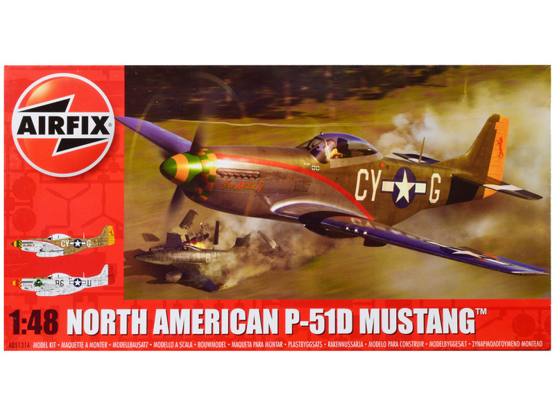 Level 2 Model Kit North American P 51D Mustang Fighter Aircraft with 2 Scheme Options 1/48 Plastic Model Kit Airfix A05131A