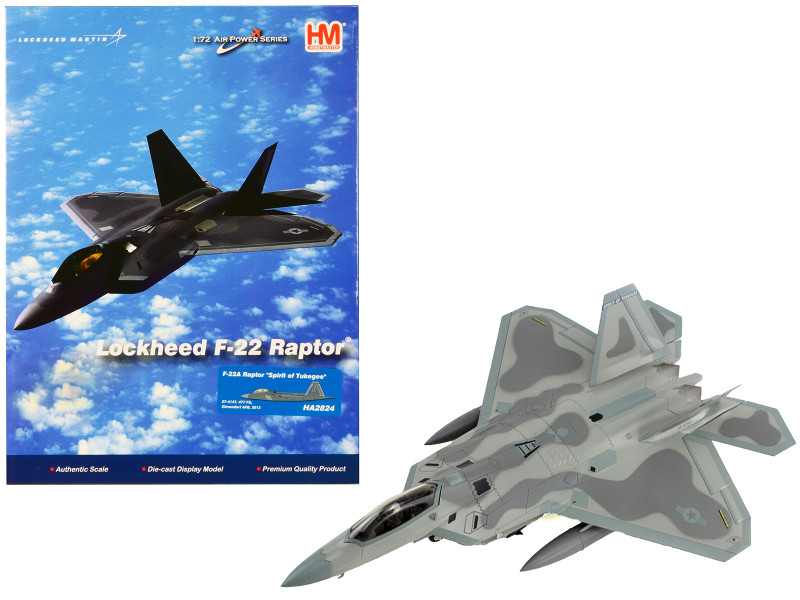 Lockheed F 22A Raptor Stealth Aircraft 07 4147 Spirit of Tuskegee Elmendorf AFB 2013 United States Air Force Air Power Series 1/72 Diecast Model Hobby Master HA2824