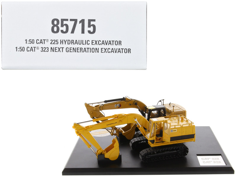 CAT Caterpillar 225 Hydraulic Escavator and CAT Caterpillar 323 Next Generation Hydraulic Escavator Set of 2 pieces Evolution Series 1/50 Diecast Models Diecast Masters 85715