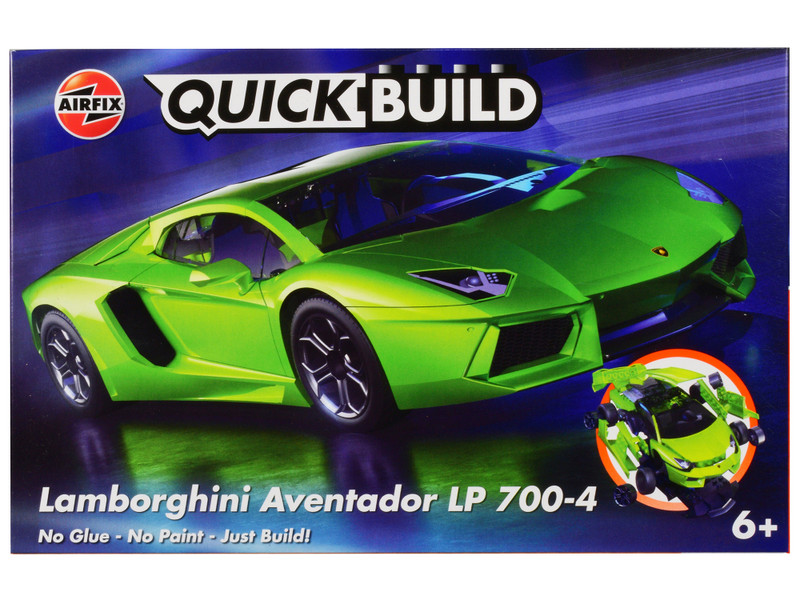 Skill 1 Model Kit Lamborghini Aventador LP 700 4 Green Snap Together Painted Plastic Model Car Kit Airfix Quickbuild J6027
