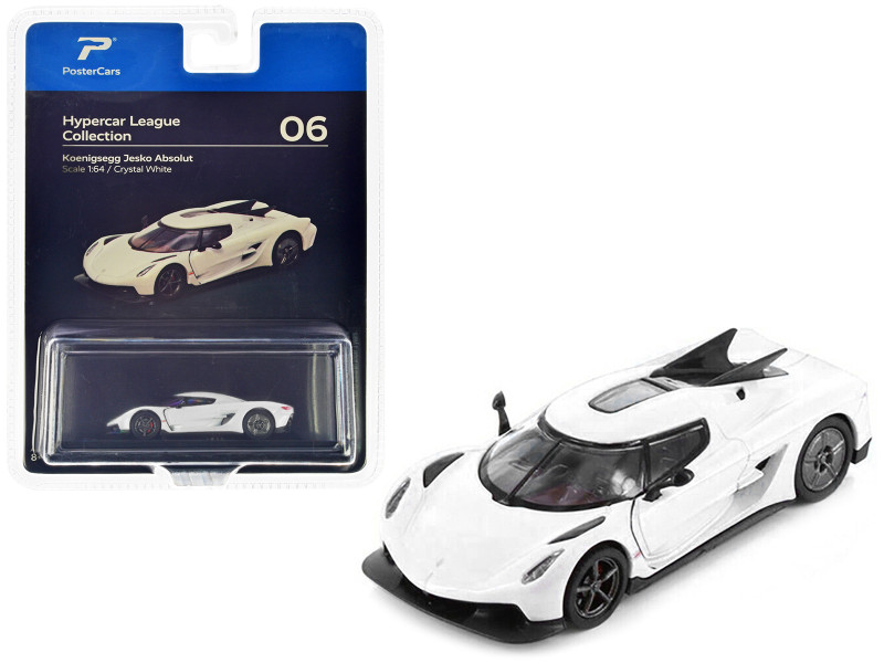 Koenigsegg Jesko Absolut Crystal White Metallic Hypercar League Collection 1/64 Diecast Model Car PosterCars H06B