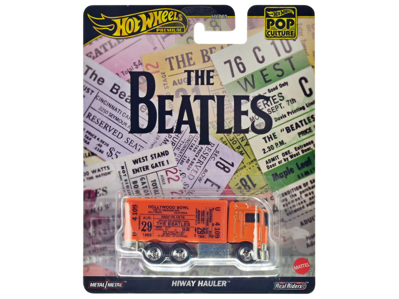 Hiway Hauler Orange with Concert Ticket Graphics The Beatles Pop Culture Series Diecast Model Car Hot Wheels HVJ41