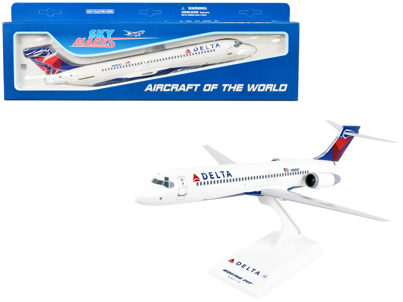 Boeing 717 Commercial Aircraft Delta Air Lines N989AT White with Blue and Red Tail Snap Fit 1/130 Plastic Model Skymarks SKR760