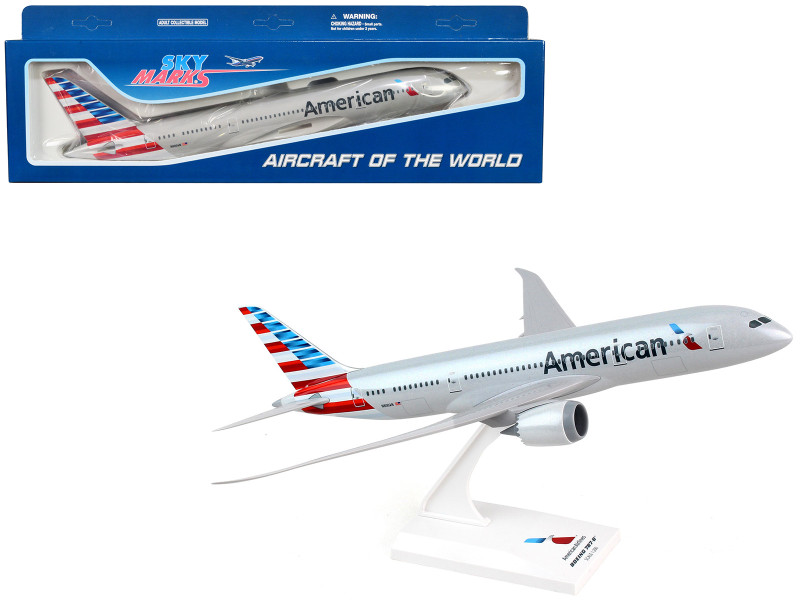Boeing 787 8 Commercial Aircraft American Airlines N800AN Gray with Blue and Red Tail Snap Fit 1/200 Plastic Model Skymarks SKR827
