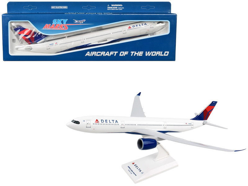 Airbus A330 900 Commercial Aircraft with Landing Gear Delta Air Lines N401DZ White with Blue and Red Tail Snap Fit 1/200 Plastic Model Skymarks SKR984