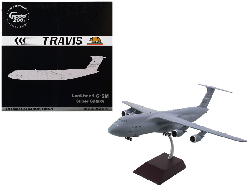 Lockheed C 5M Super Galaxy Aircraft Travis Air Force Base California United States Air Force Gemini 200 Series 1/200 Diecast Model Airplane GeminiJets G2AFO1134