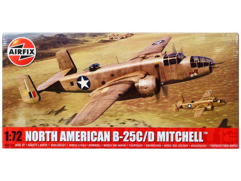 Level 3 Model Kit North American B 25C D Mitchell Bomber Aircraft with 2 Scheme Options 1/72 Plastic Model Kit Airfix A06015A