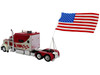 1997 Peterbilt 379 Tractor Truck White and Red Metallic with American Flag Limited Edition to 504 pieces Worldwide Vintage Heavy Haul Truck Collection 1/43 Diecast Model Iconic Replicas 43-0517