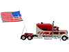 1997 Peterbilt 379 Tractor Truck White and Red Metallic with American Flag Limited Edition to 504 pieces Worldwide Vintage Heavy Haul Truck Collection 1/43 Diecast Model Iconic Replicas 43-0517