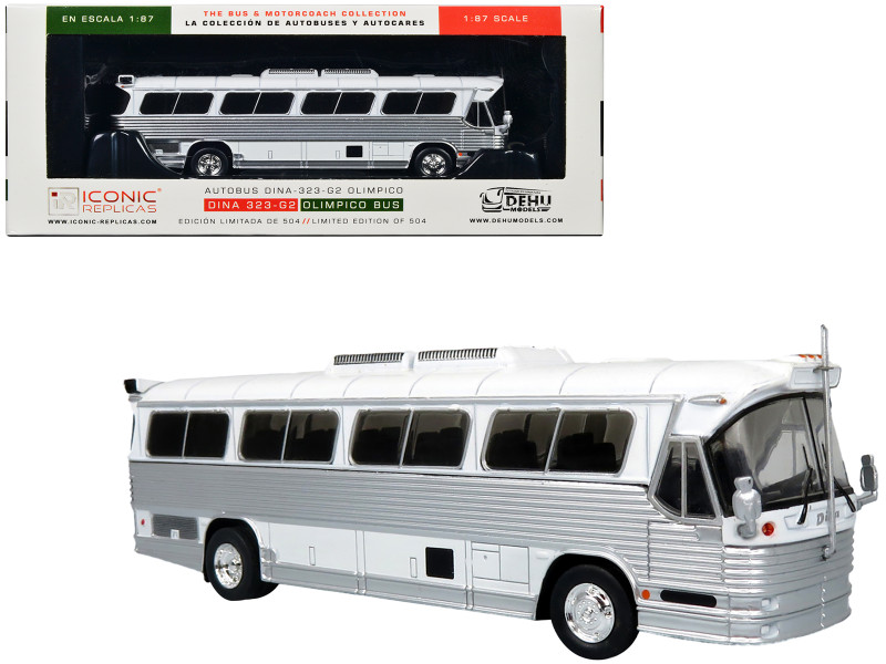 Dina 323 G2 Olimpico Coach Bus Blank White and Silver Limited Edition to 504 pieces Worldwide The Bus and Motorcoach Collection 1/87 (HO) Diecast Model Iconic Replicas 87-0523