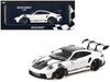 2023 Porsche 911 992 GT3 RS White with Carbon Top and Hood Stripes Limited Edition to 300 pieces Worldwide 1/18 Diecast Model Car Minichamps MN155062230