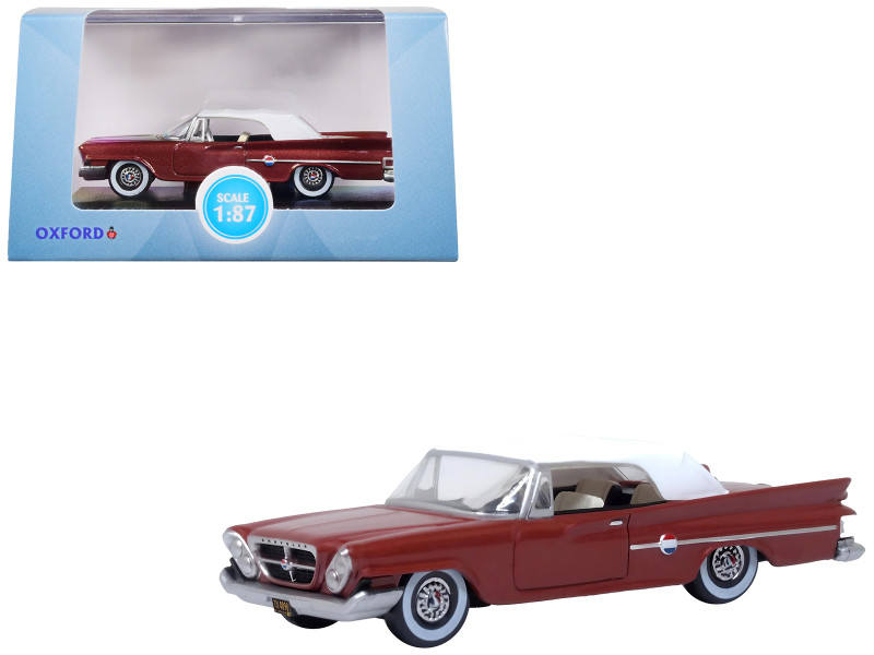 1961 Chrysler 300 Convertible Closed Top Cinnamon Brown Metallic with White Top 1/87 (HO) Scale Diecast Model Car Oxford Diecast 87CC61004