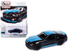 2015 Ford Mustang GT Petty s Garage Black with Petty Blue Stripes Modern Muscle Limited Edition 1/64 Diecast Model Car Auto World 64432-AWSP151B