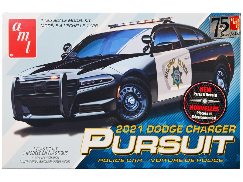 Skill 2 Model Kit 2021 Dodge Charger Pursuit Police Car 1/25 Scale Model AMT AMT1324M