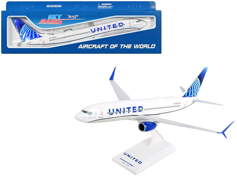 Boeing 737 800 Commercial Aircraft with Wi Fi Dome United Airlines N37267 White with Blue Tail Snap Fit 1/130 Plastic Model Skymarks SKR1028