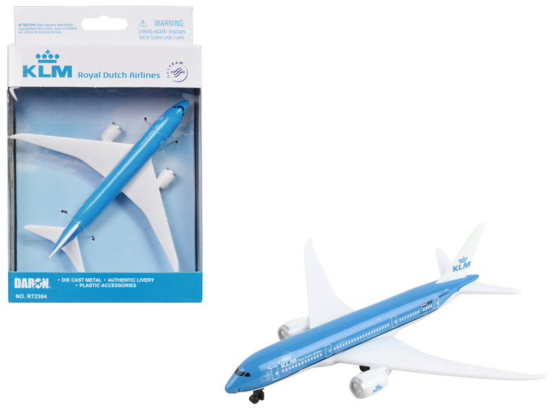 Boeing 787 9 Commercial Aircraft KLM Royal Dutch Airlines Blue with White Tail Diecast Model Airplane Daron RT2384