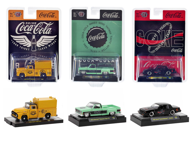 Coca Cola Set of 3 pieces Release 38 Limited Edition to 9600 pieces Worldwide 1/64 Diecast Model Cars M2 Machines 52500-A38