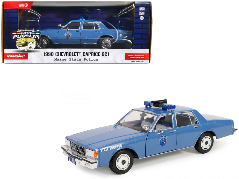 1990 Chevrolet Caprice 9C1 Blue Maine State Police Hot Pursuit Series 9 1/24 Diecast Model Car Greenlight GL85592