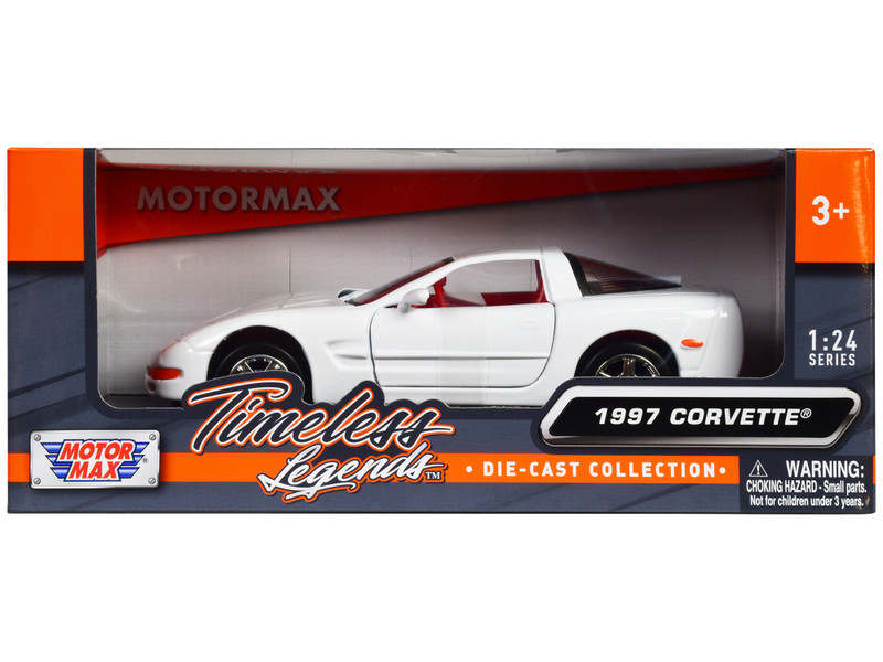 1997 Chevrolet Corvette C5 Coupe White with Red Interior Timeless Legends Series 1/24 Diecast Model Car Motormax 73210WR