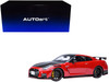 2022 Nissan GT R R35 Nismo Special Edition RHD Right Hand Drive Vibrant Red with Carbon Hood Top 1/18 Model Car Autoart AA77502