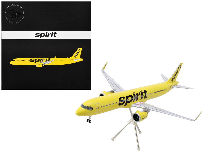 Airbus A321neo Commercial Aircraft Spirit Airlines N702NK Yellow Gemini 200 Series 1/200 Diecast Model Airplane GeminiJets G2NKS1254