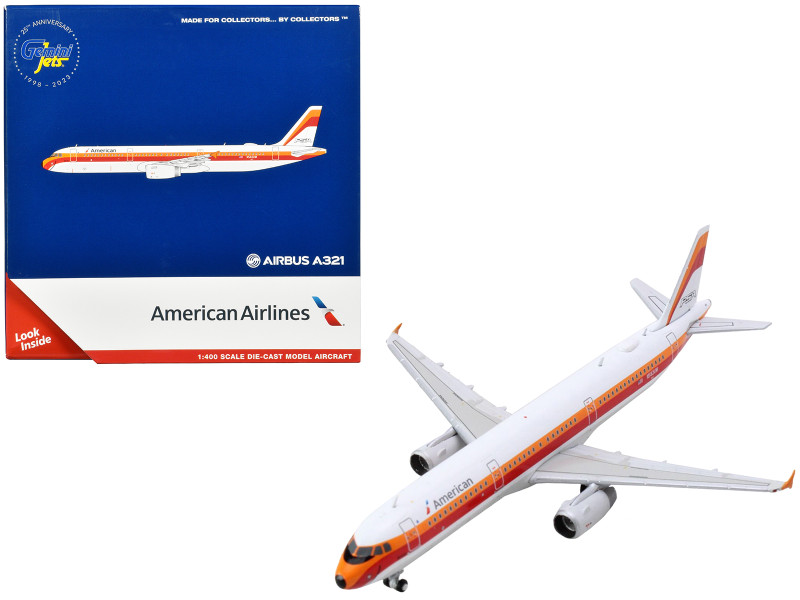 Airbus A321 Commercial Aircraft American Airlines PSA N582UW White with Red and Orange Stripes 1/400 Diecast Model Airplane GeminiJets GJ2256