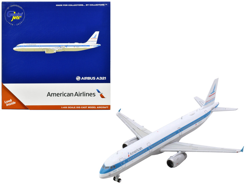Airbus A321 Commercial Aircraft American Airlines Piedmont N581UW White with Blue Stripes 1/400 Diecast Model Airplane GeminiJets GJ2257