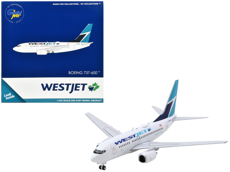 Boeing 737 600 Commercial Aircraft Westjet Airlines C GWSL White with Blue Tail 1/400 Diecast Model Airplane GeminiJets GJ2259