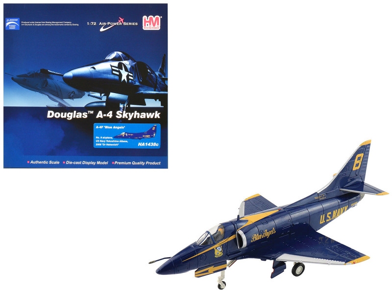 Douglas A 4F Skyhawk Aircraft Blue Angels Tokushima Airbase Dr Nakanishi #8 2008 United States Navy Air Power Series 1/72 Diecast Model Hobby Master HA1438C