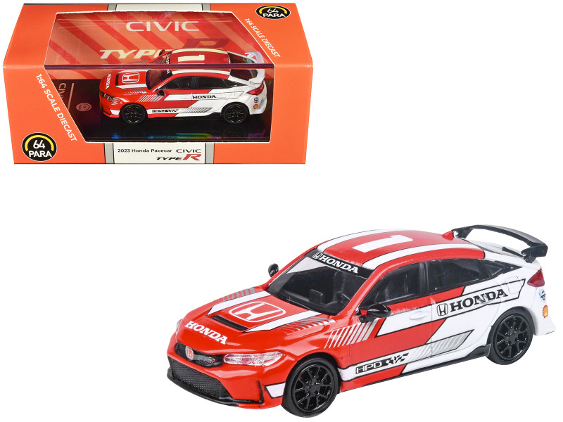 2023 Honda Civic Type R FL5 Red and White Indycar Pace Car 1/64 Diecast Model Car Paragon Models PA-55586