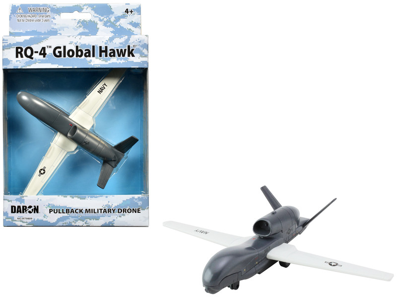 Northrop Grumman RQ 4 Global Hawk Military Drone United States Navy Gray and White Diecast Model Airplane Daron RT9809