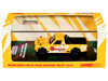 Nissan Sunny Hakotora Pickup Truck RHD Right Hand Drive Motul Yellow with White Stripes 1/64 Diecast Model Car Inno Models IN64-HKT-MOT