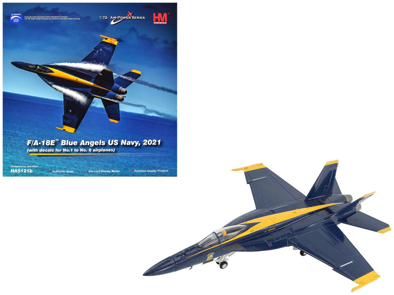 McDonnell Douglas F A 18E Super Hornet Aircraft Blue Angels #1 6 Decals 2021 United States Navy Air Power Series 1/72 Diecast Model Hobby Master HA5121B
