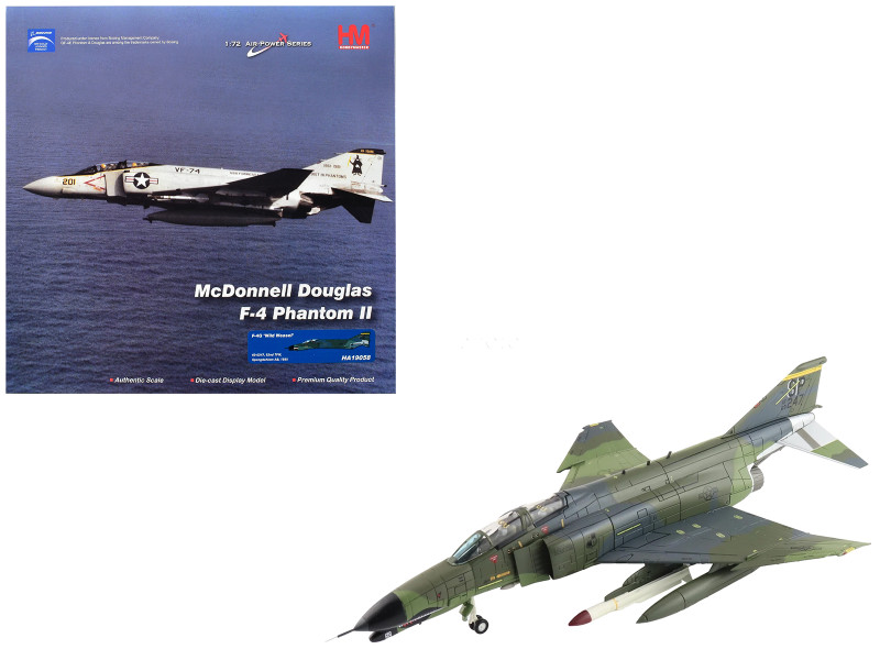 McDonnell Douglas F 4G Phantom II Fighter Bomber Aircraft Wild Weasel 52nd TFW Spangdahlem AB 1985 United States Air Force Air Power Series 1/72 Diecast Model Hobby Master HA19058