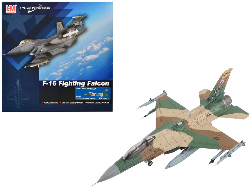 Lockheed F 16C Fighting Falcon Fighter Aircraft Lizard 64th Aggressor Squadron Commander 2009 2010 United States Air Force Air Power Series 1/72 Diecast Model Hobby Master HA38033
