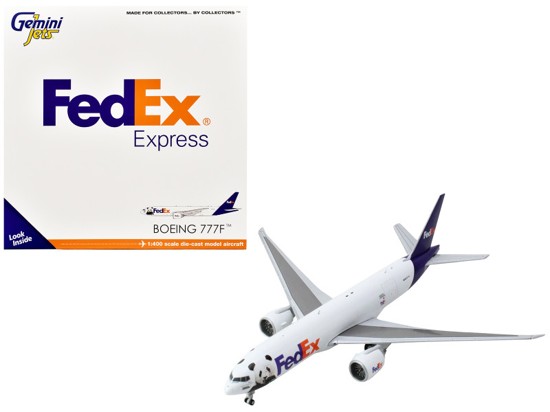 Boeing 777F Commercial Aircraft Federal Express FedEx Panda Express N886FD White with Purple Tail 1/400 Diecast Model Airplane GeminiJets GJ2263