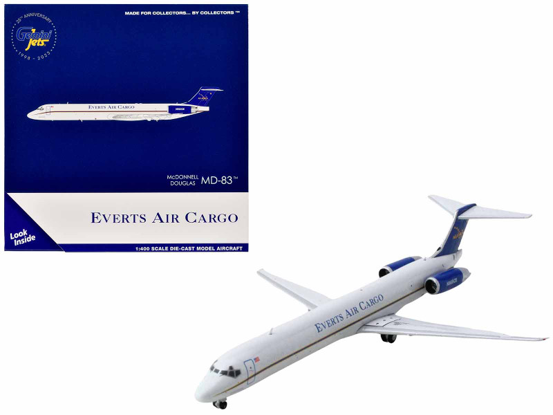 McDonnell Douglas MD 83 Commercial Aircraft Everts Air Cargo N965CE White with Blue Tail 1/400 Diecast Model Airplane GeminiJets GJ2067