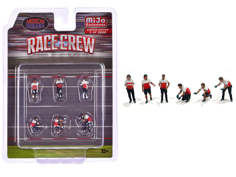 Race Crew 6 piece Diecast Figure Set 6 Figures Limited Edition to 3600 pieces Worldwide for 1/64 Scale Models American Diorama AD-2405MJ