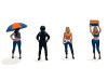Grid Girls 5 piece Diecast Figure Set 4 People Figures 1 Umbrella Limited Edition to 3600 pieces Worldwide for 1/64 Scale Models American Diorama AD-2406MJ