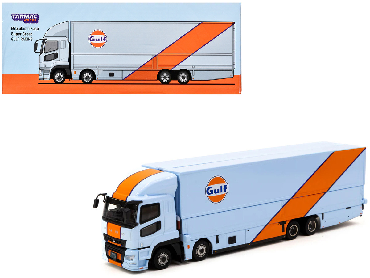 Mitsubishi Fuso Truck with Transporter Light Blue with