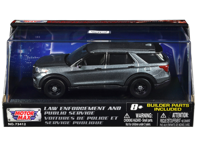 2022 Ford Police Interceptor Utility Gray Metallic Unmarked Custom Builder s Kit Law Enforcement and Public Service Series 1/43 Diecast Model Car Motormax 79521BB-GRY