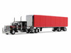 Peterbilt 379 with 63 Flat Top Sleeper and 53 Utility Roll Tarp Spread-Axle Trailer Black and Red 1/64 Diecast Model DCP/First Gear 60-1612