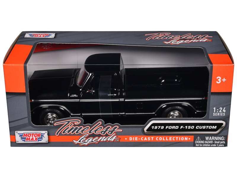 1979 Ford F 150 Custom Pickup Truck Black Timeless Legends Series 1/24 Diecast Model Car Motormax 79346AC-BK