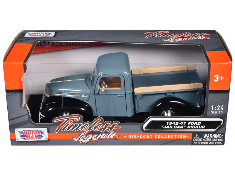 1942 47 Ford Jailbar Pickup Truck Blue and Black Timeless Legends Series 1/24 Diecast Model Car Motormax 79388BL