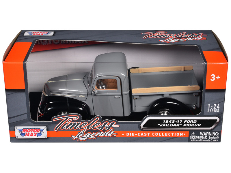 1942 47 Ford Jailbar Pickup Truck Gray and Black Timeless Legends Series 1/24 Diecast Model Car Motormax 79388GRY