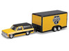 1979 Chevrolet K5 Blazer Yellow with Black Top and Stripes with Enclosed Car Trailer Yellow and Black Center Line Tow & Go Series 1/64 Diecast Model Car Maisto 15368-24A