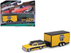 1979 Chevrolet K5 Blazer Yellow with Black Top and Stripes with Enclosed Car Trailer Yellow and Black Center Line Tow & Go Series 1/64 Diecast Model Car Maisto 15368-24A