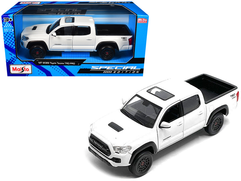 2023 Toyota Tacoma TRD PRO Pickup Truck White with Sunroof Special Edition Series 1/27 Diecast Model Car Maisto 32910WH