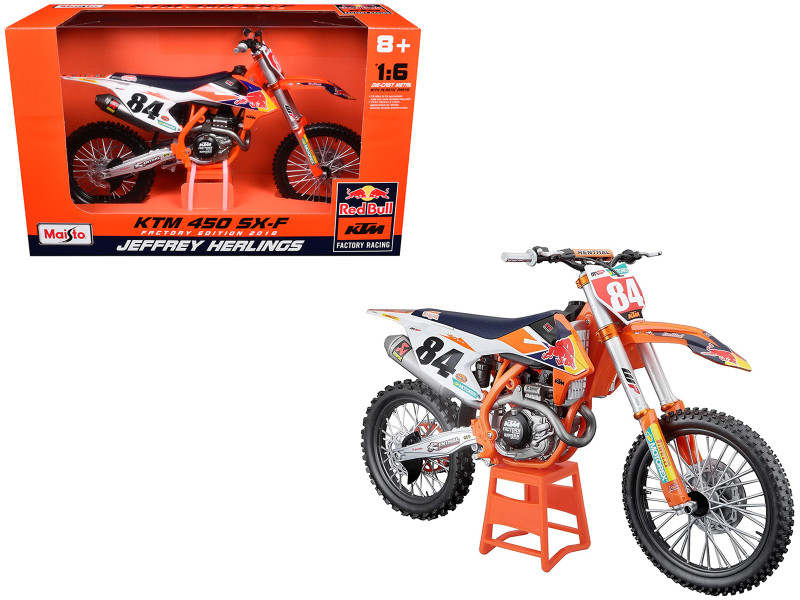 KTM 450 SX F #84 Jeffrey Herlings Red Bull KTM Factory Racing 2018 1/6 Diecast Motorcycle Model Maisto 32228